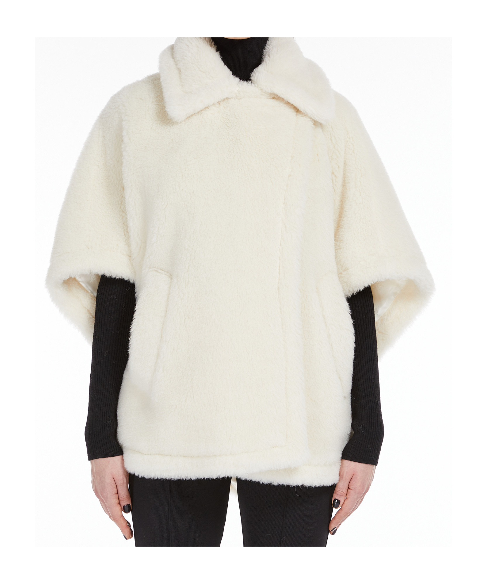 Max Mara Teddy Cape Coat In White