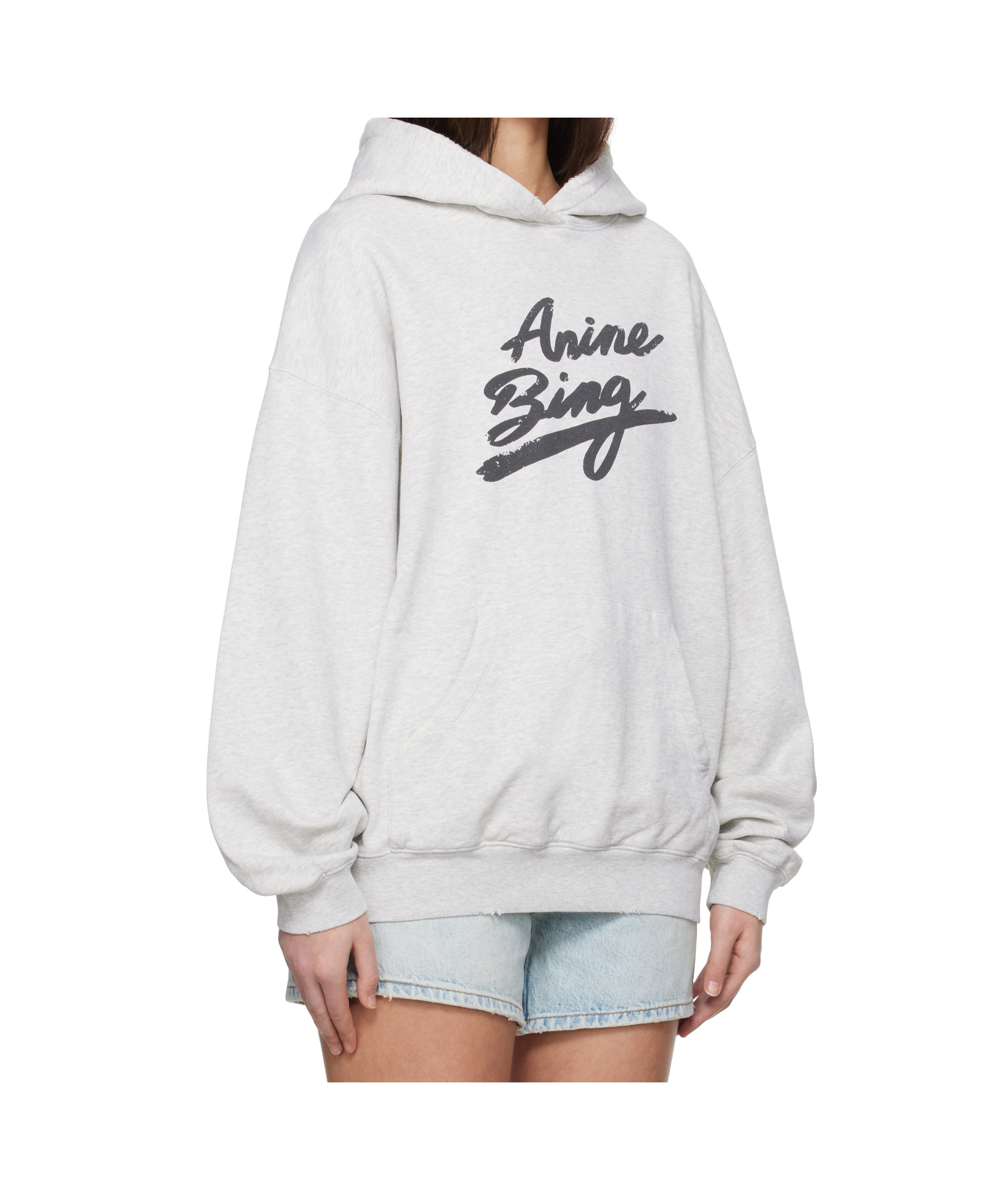 Anine Bing Harvey Logo Jersey Sweatshirt Hoodie In White