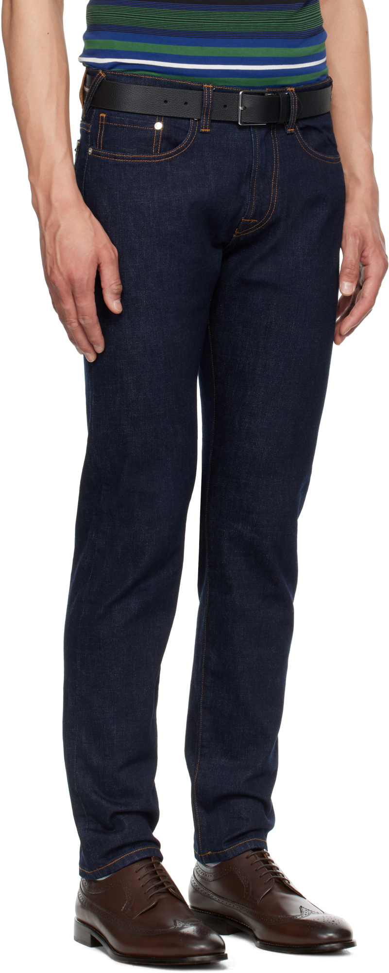 PAUL SMITH TAPERED-FIT CROSSHATCH STRETCH JEANS
