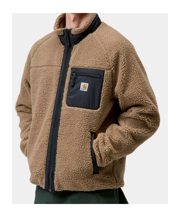 Carhartt Liner Jacket With High Collar And Pockets In Brown