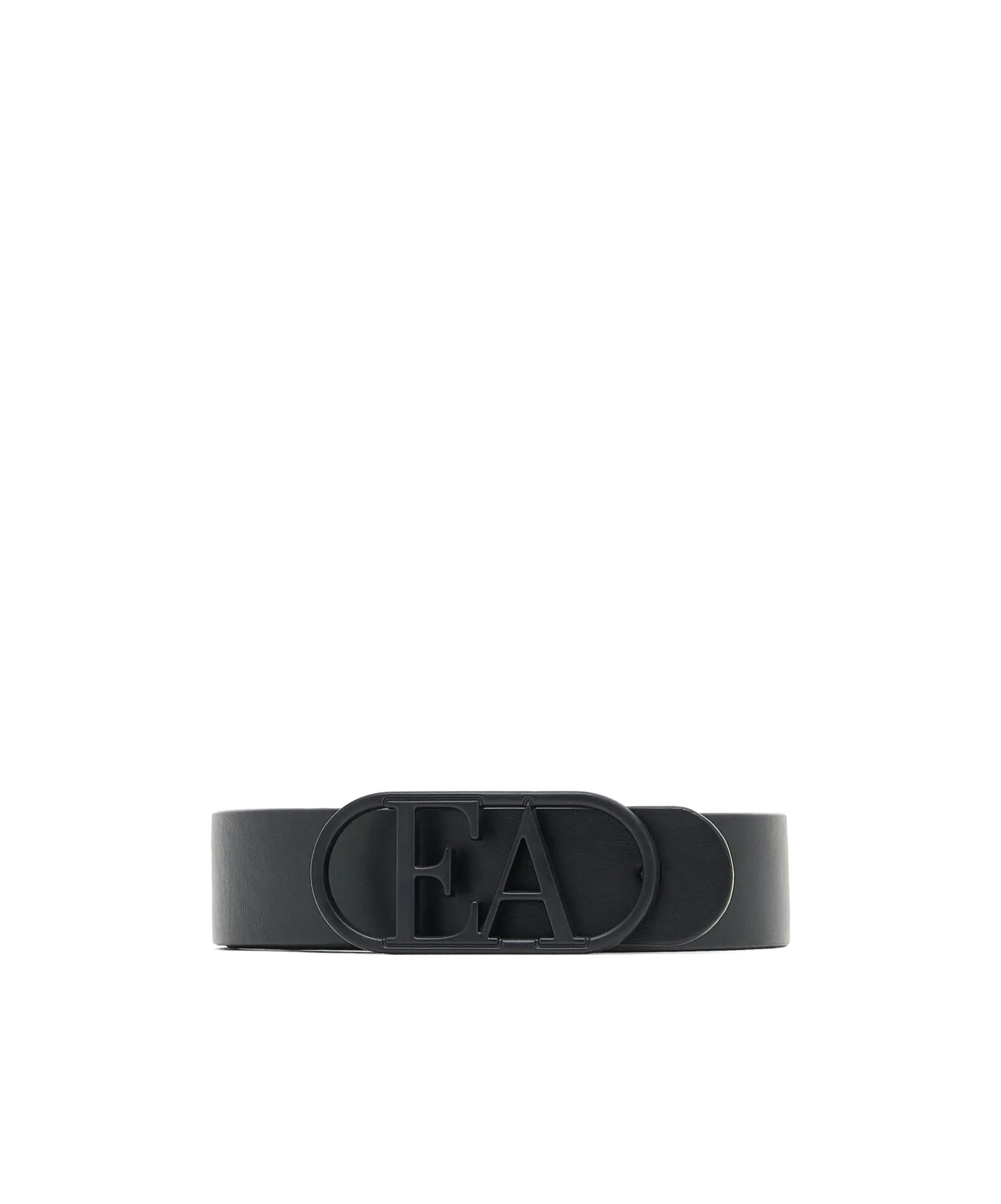 Emporio Armani Official Store Leather Belt With Ea Buckle In Black