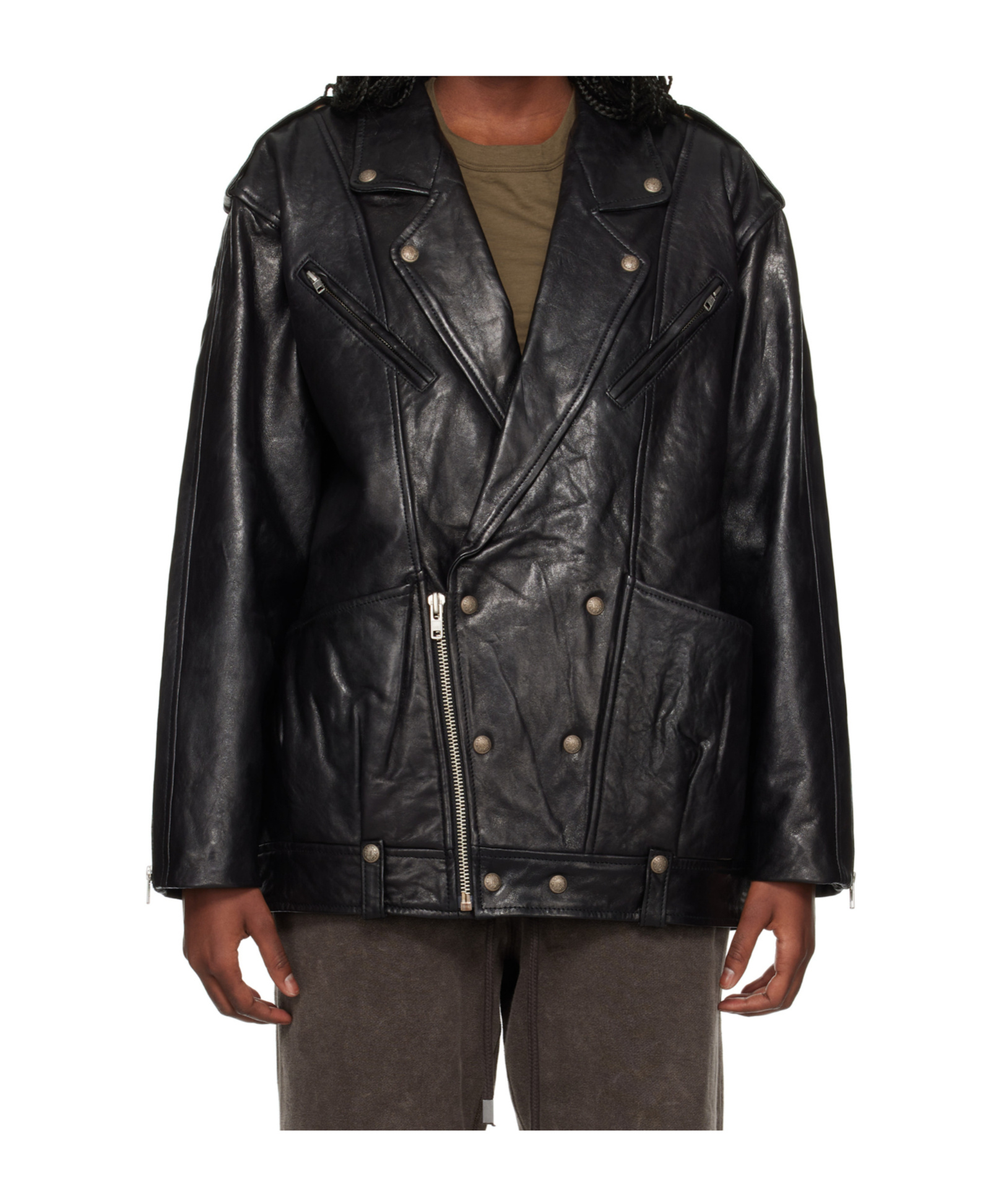 R13 Elongated Motorcycle Jacket Black In Black