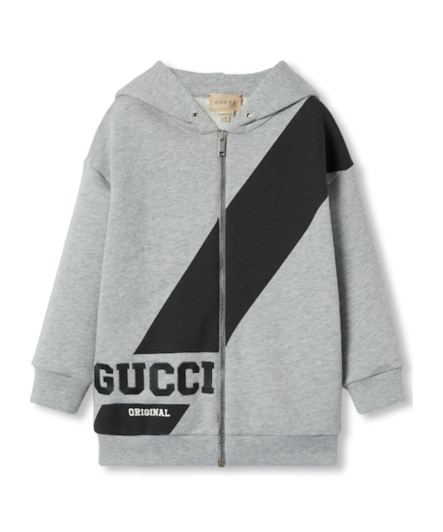 GUCCI GUCCI KIDS LOGO EMBROIDERED ZIP-UP HOODIE
