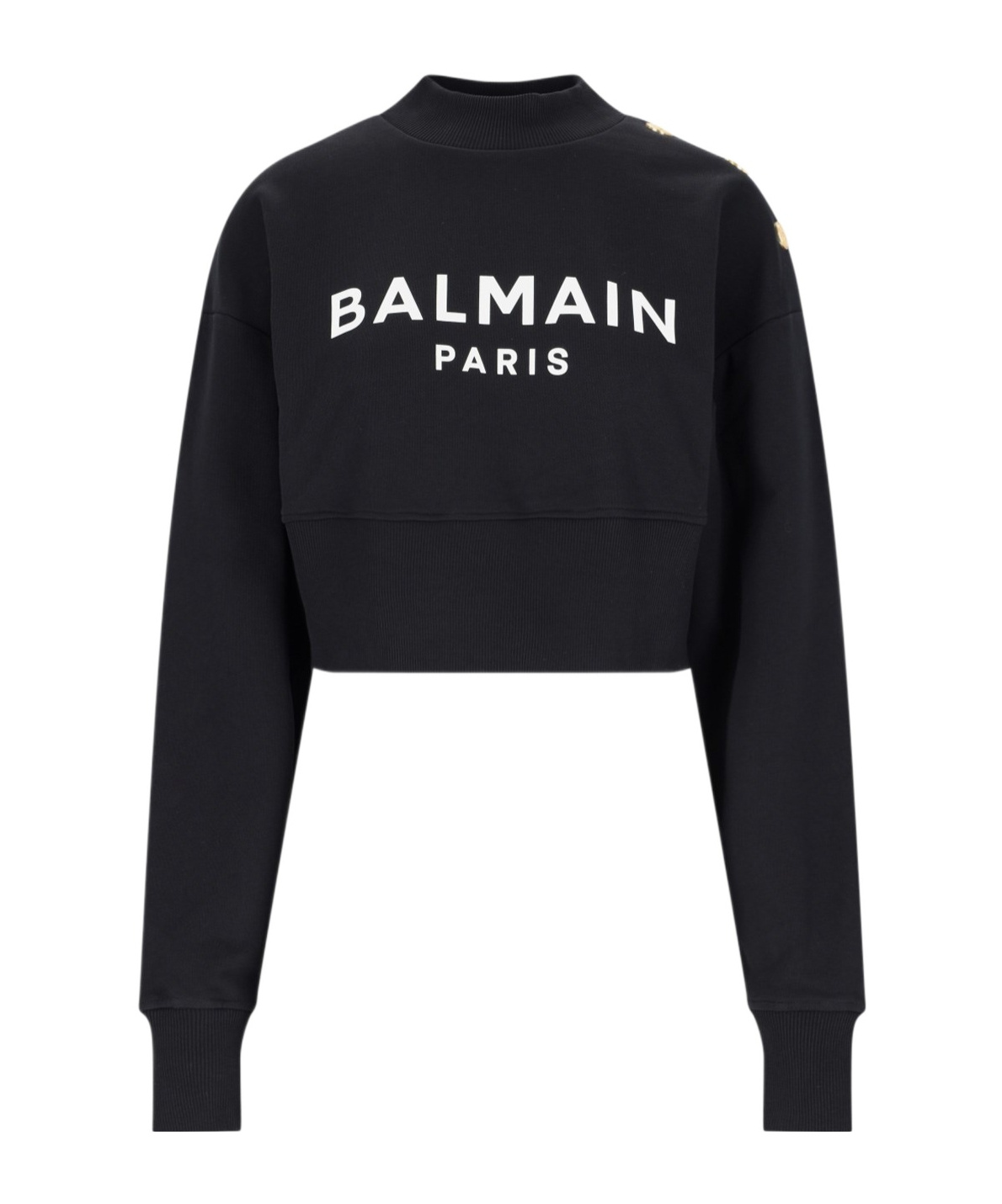 Balmain Women Logo Organic Cotton Cropped Sweatshirt In Black
