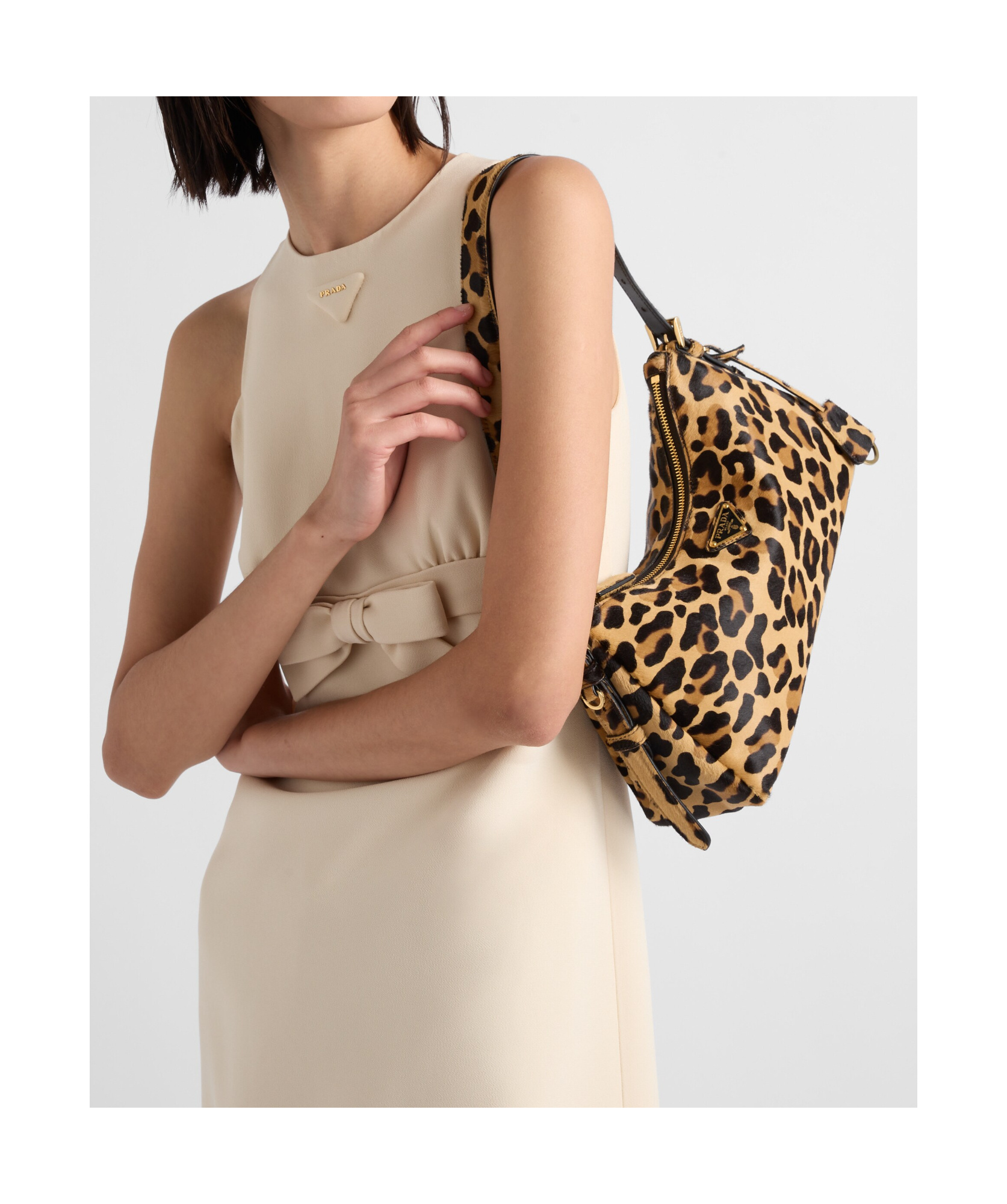 Prada Aimèe Medium Printed Leather Shoulder Bag In Honey