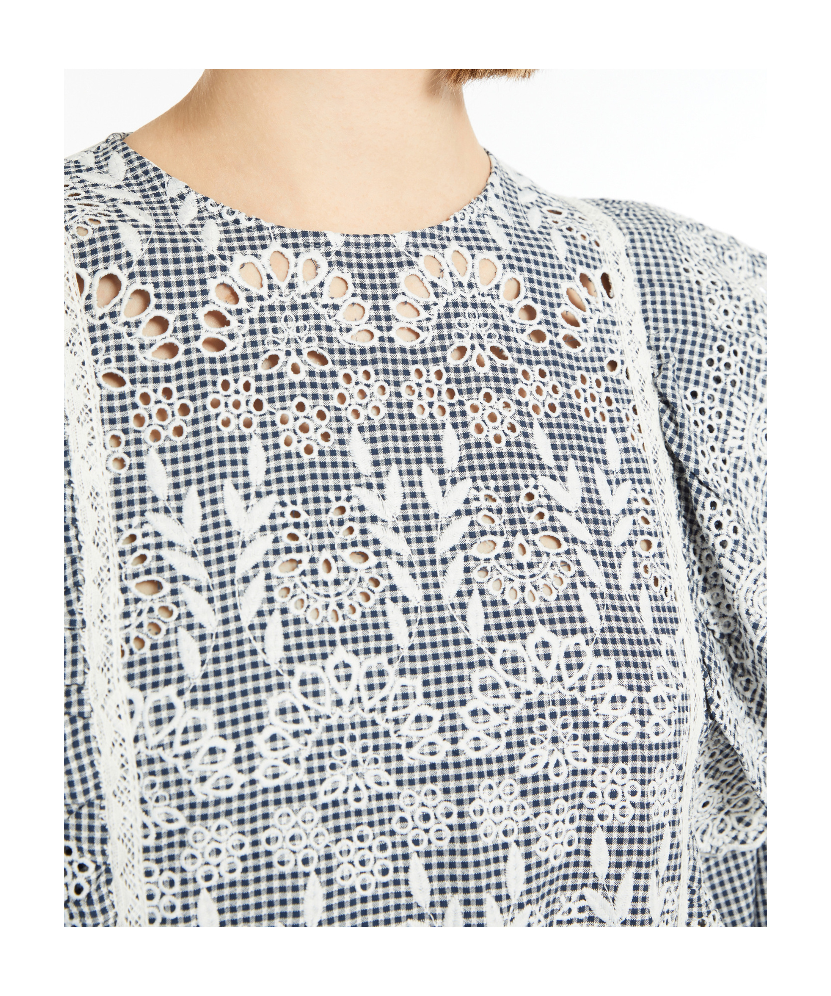 Weekend Max Mara Vichy Embroidered Dress In Blue