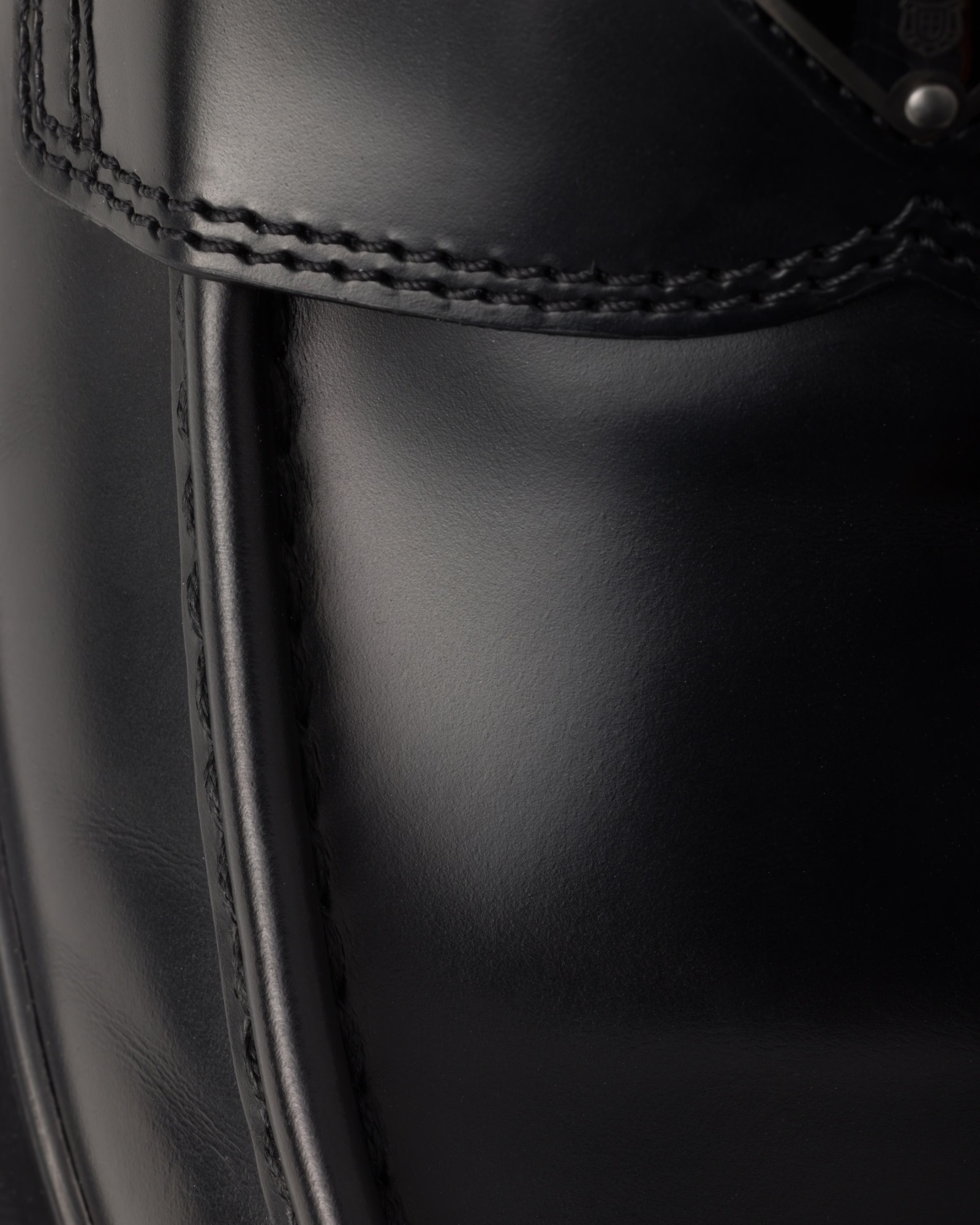 Prada Black Brushed Leather Loafer In Black