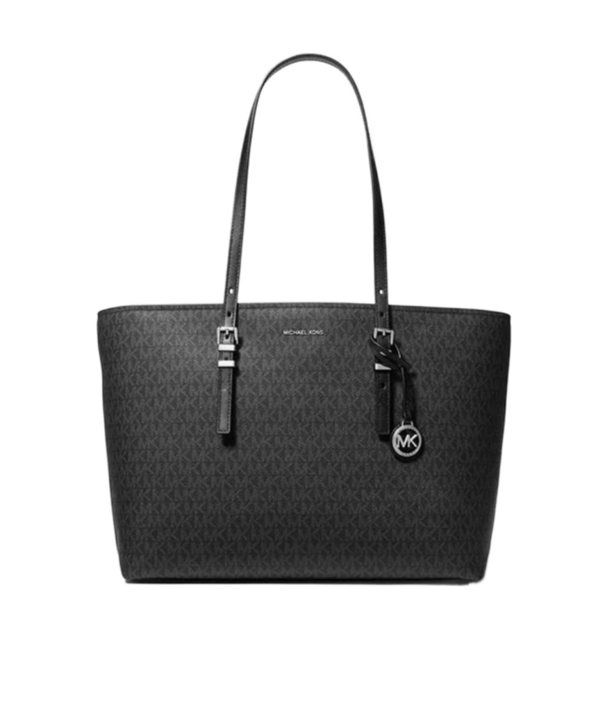 Michael Kors Large Quinn Signature Logo Tote In Black
