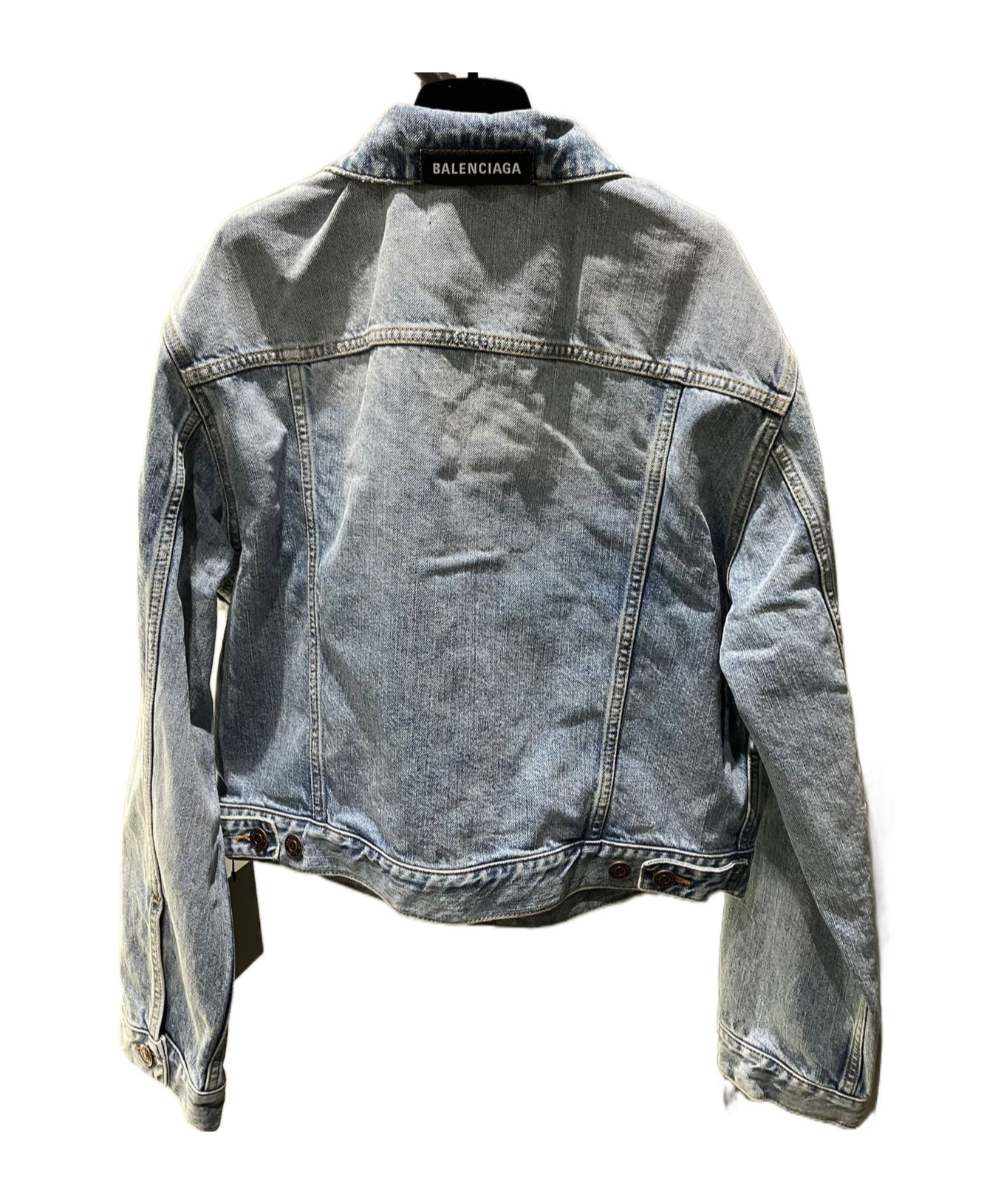 Balenciaga Button Long-sleeved Denim Coat In Gray