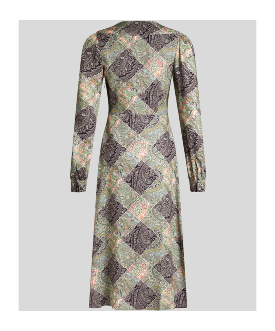 Etro Check Print Twill Dress In Gray