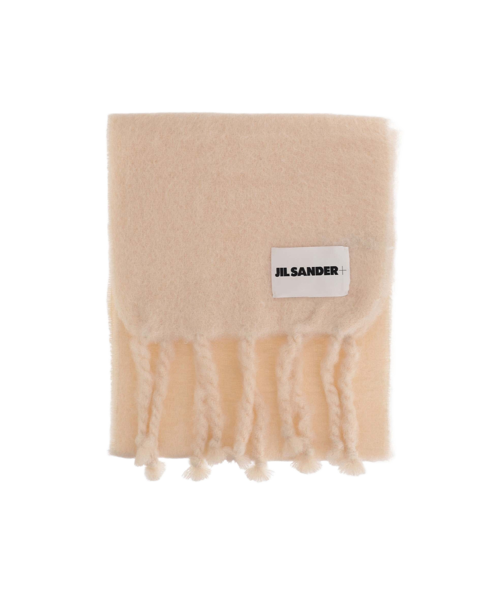 Jil Sander Wool Blend Scarf With Logo In Nude
