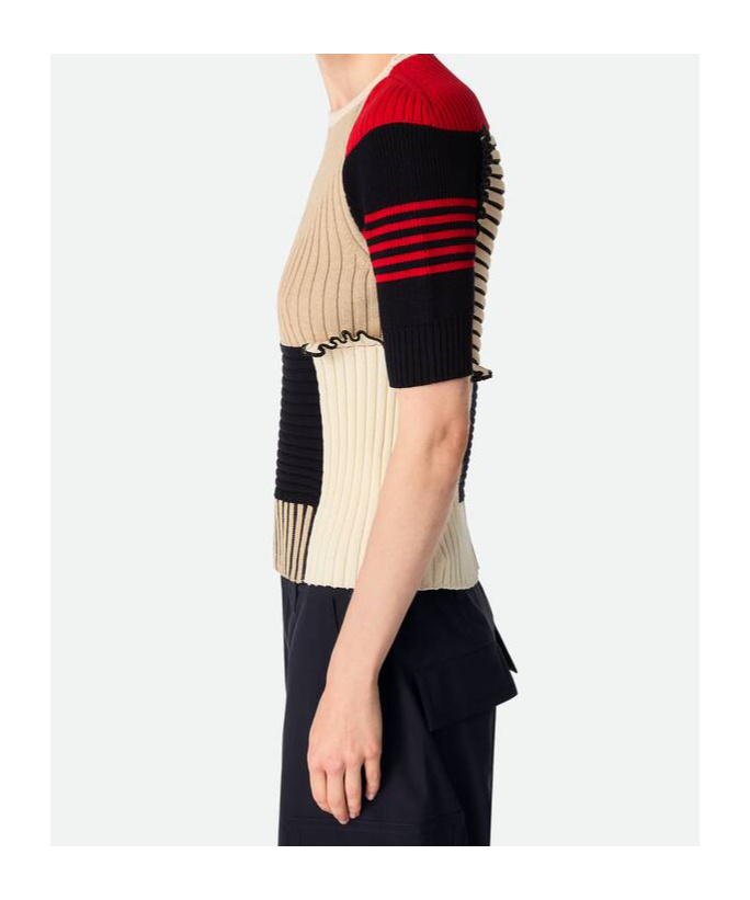 Bottega Veneta Round-neck Splicing Top In Black
