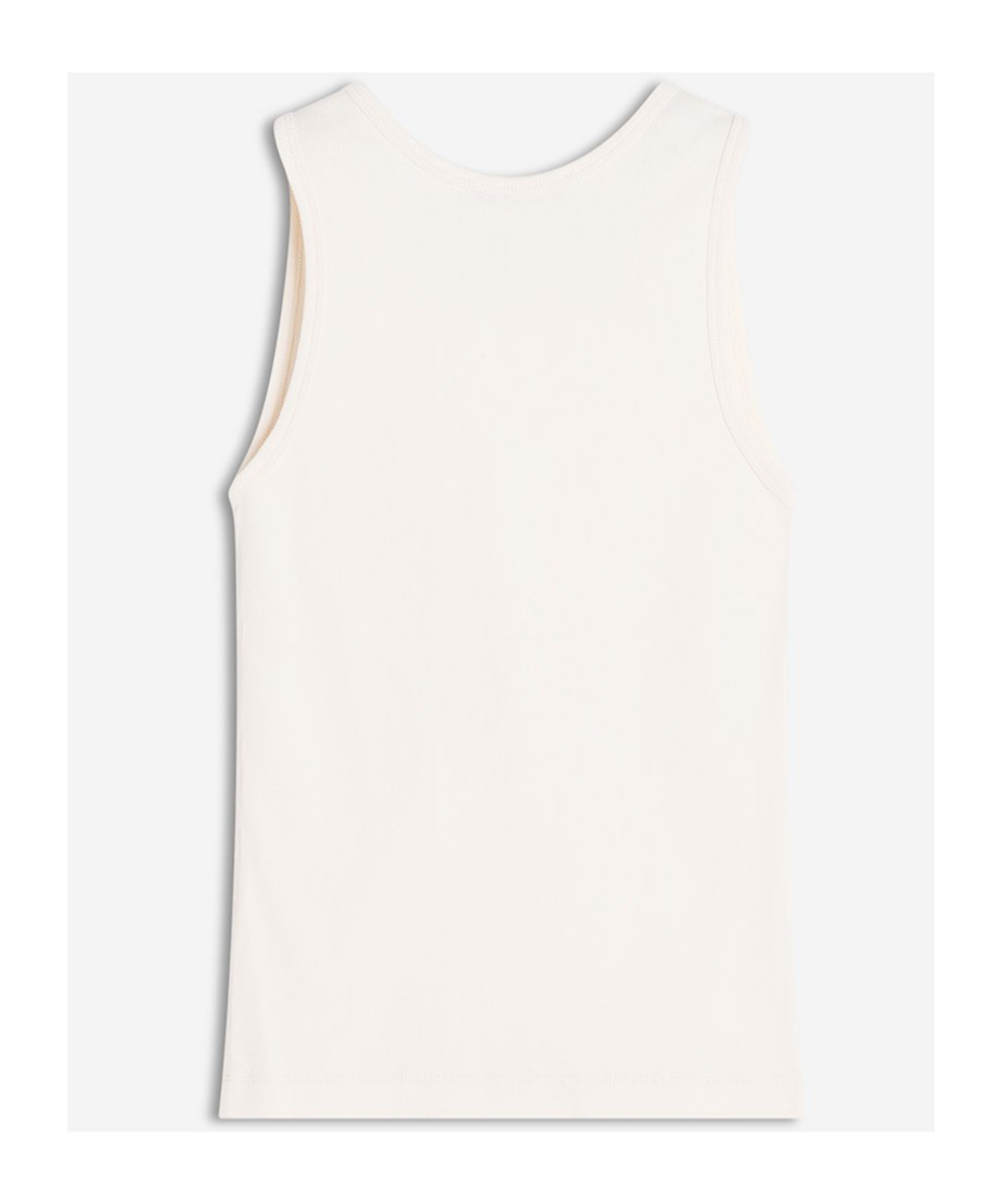 Maison Kitsuné Baby Fox-embroidered Ribbed Tank Top In White