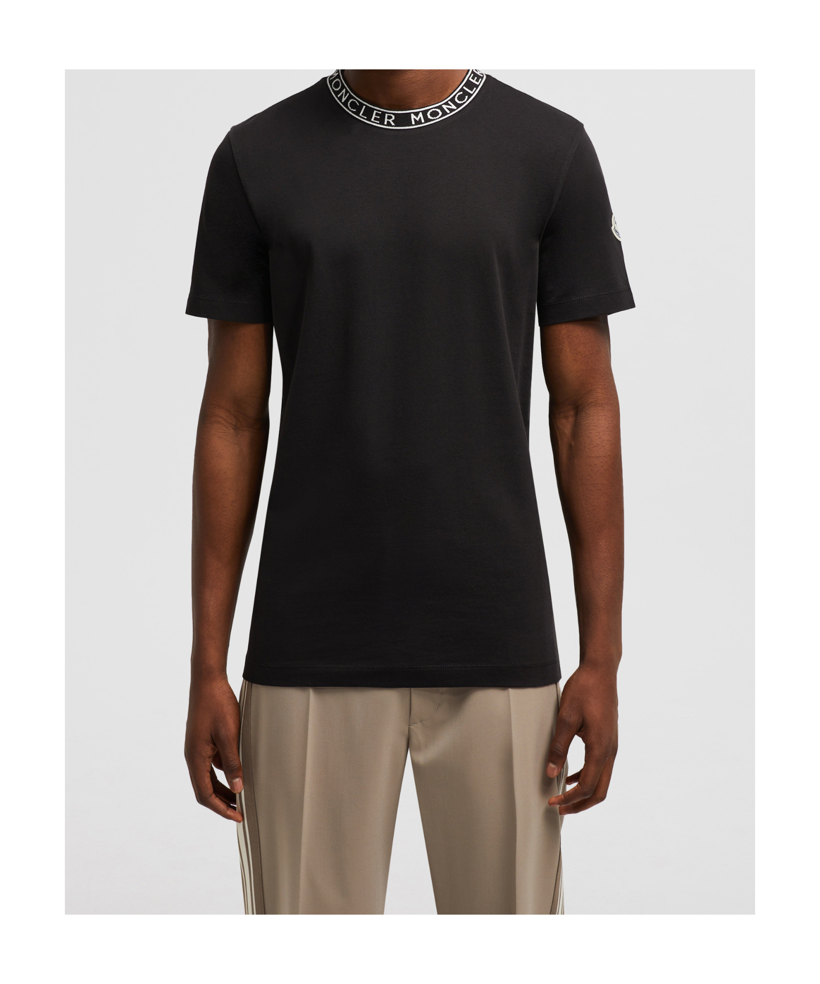 Moncler Short-sleeved Cotton T-shirt In Black