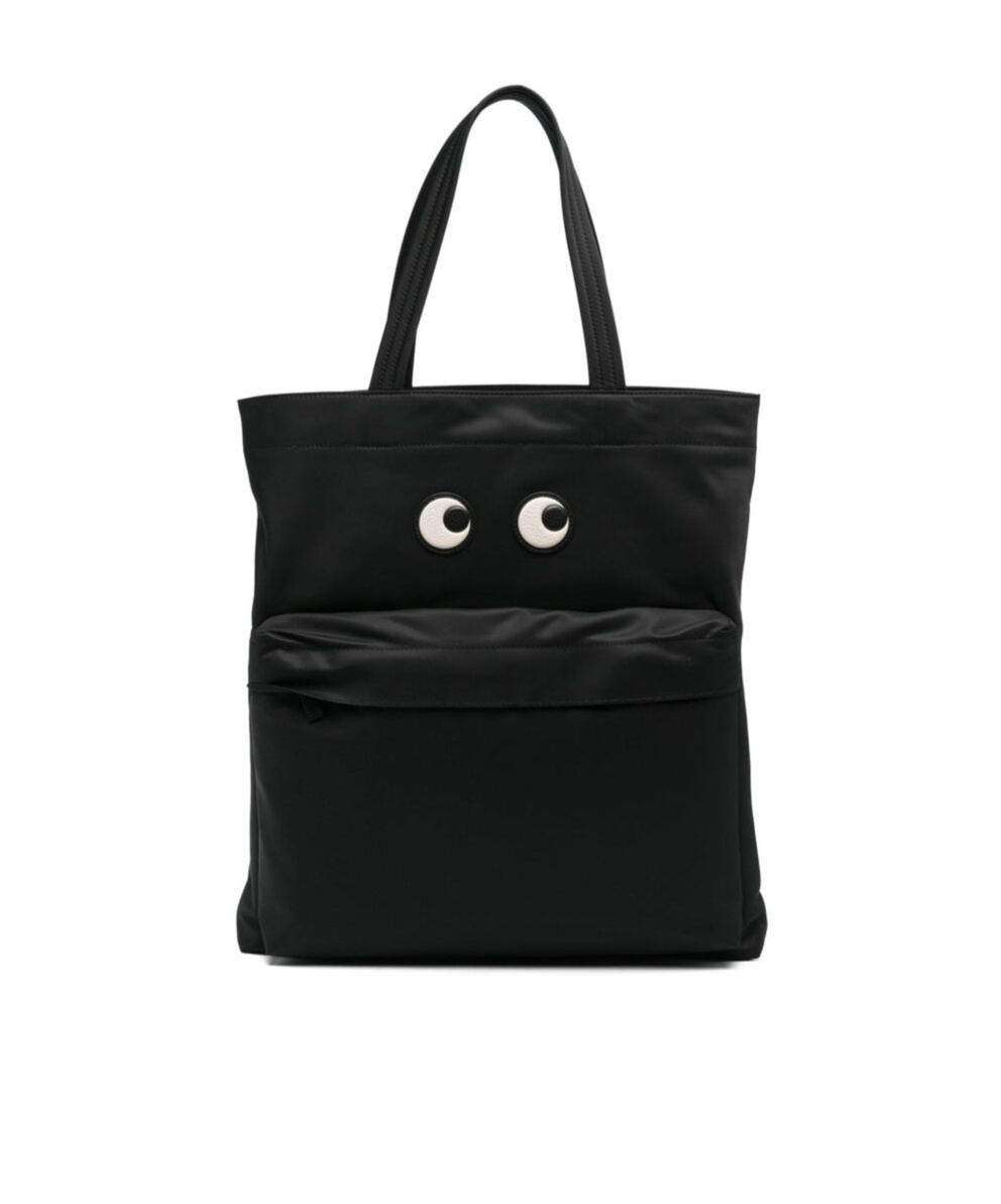 Anya Hindmarch Women Black Nylon Eyes Shopping Bag