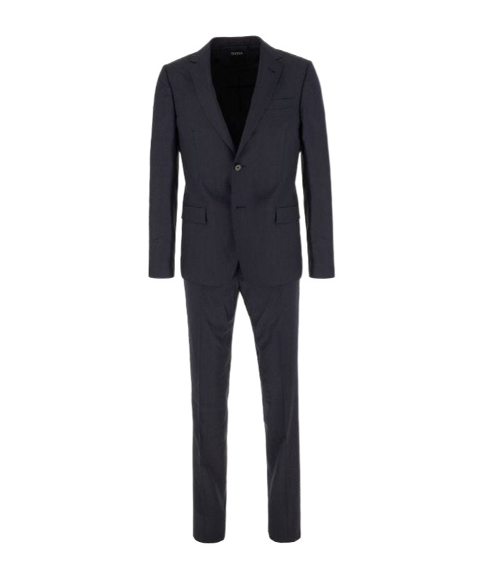 Shop Zegna Single-breasted Wool Suit In Black
