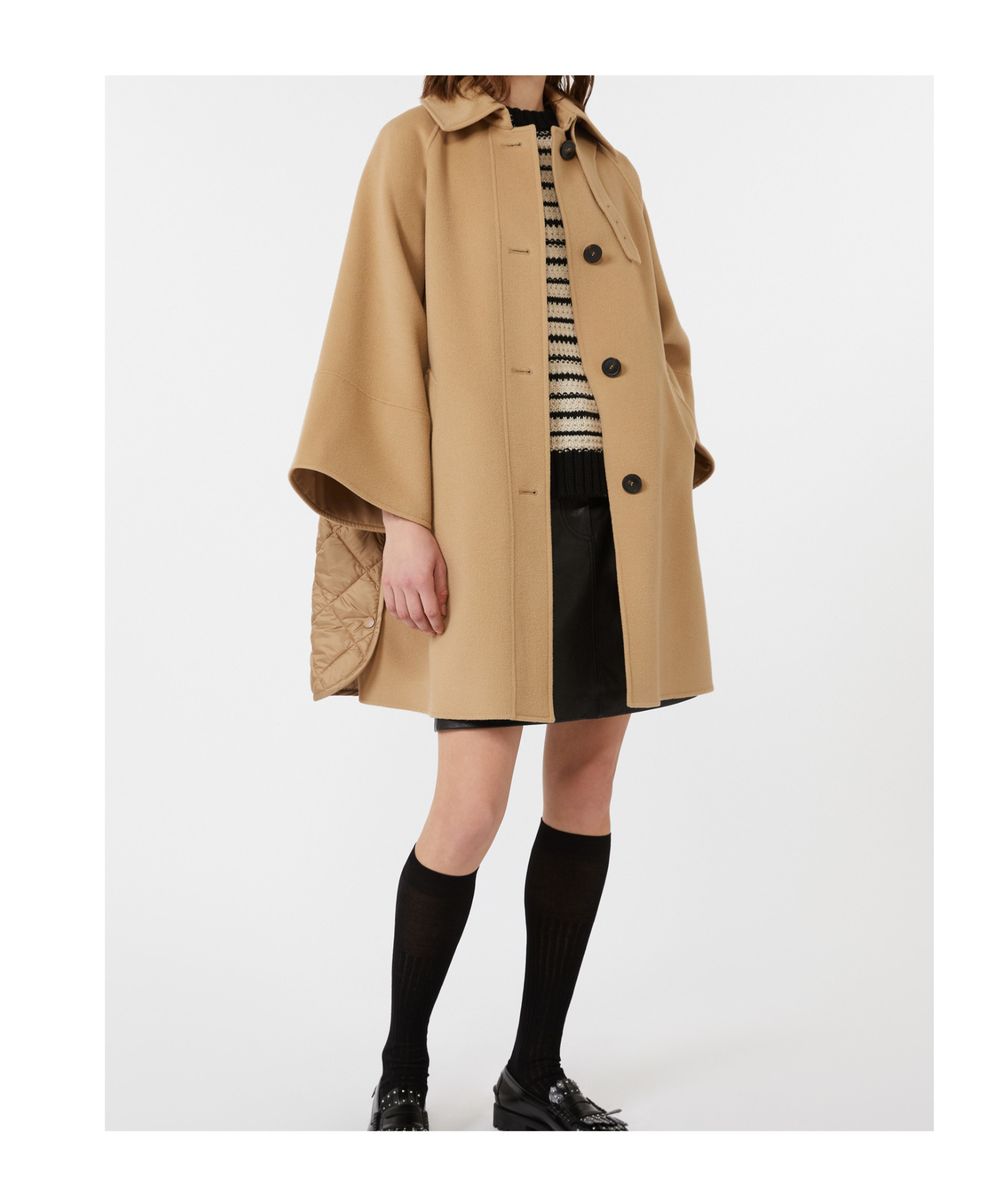 Weekend Max Mara Double Wool Drap Coat In Brown