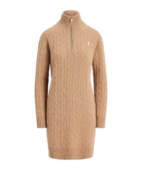 Polo Ralph Lauren Cable-knit Zip-neck Mini Dress In Meters