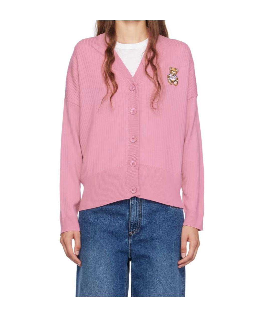 Moschino Pink Teddy Bear Cardigan In Pink