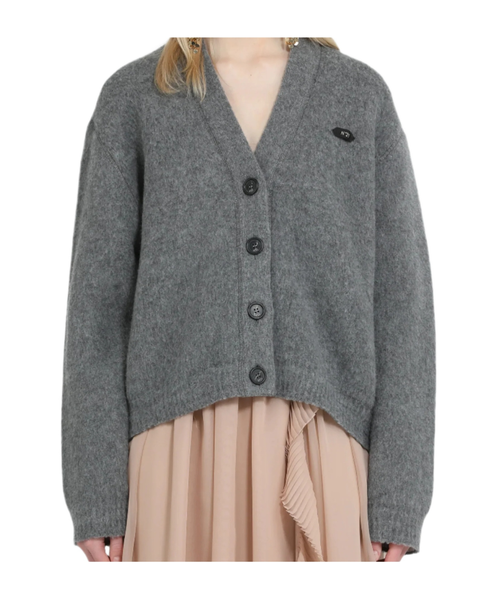 N°21 Button-fastening Cardigan In Gray