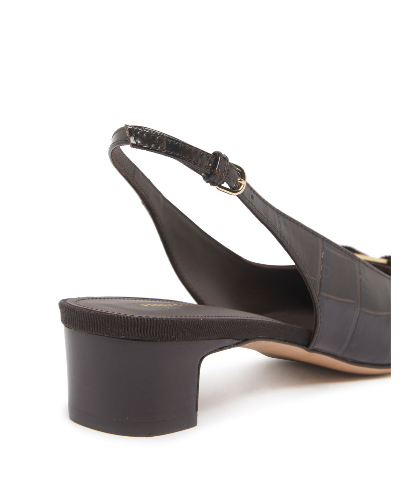 Ferragamo Rivada 30 Croc-embossed Slingback Pumps In Brown