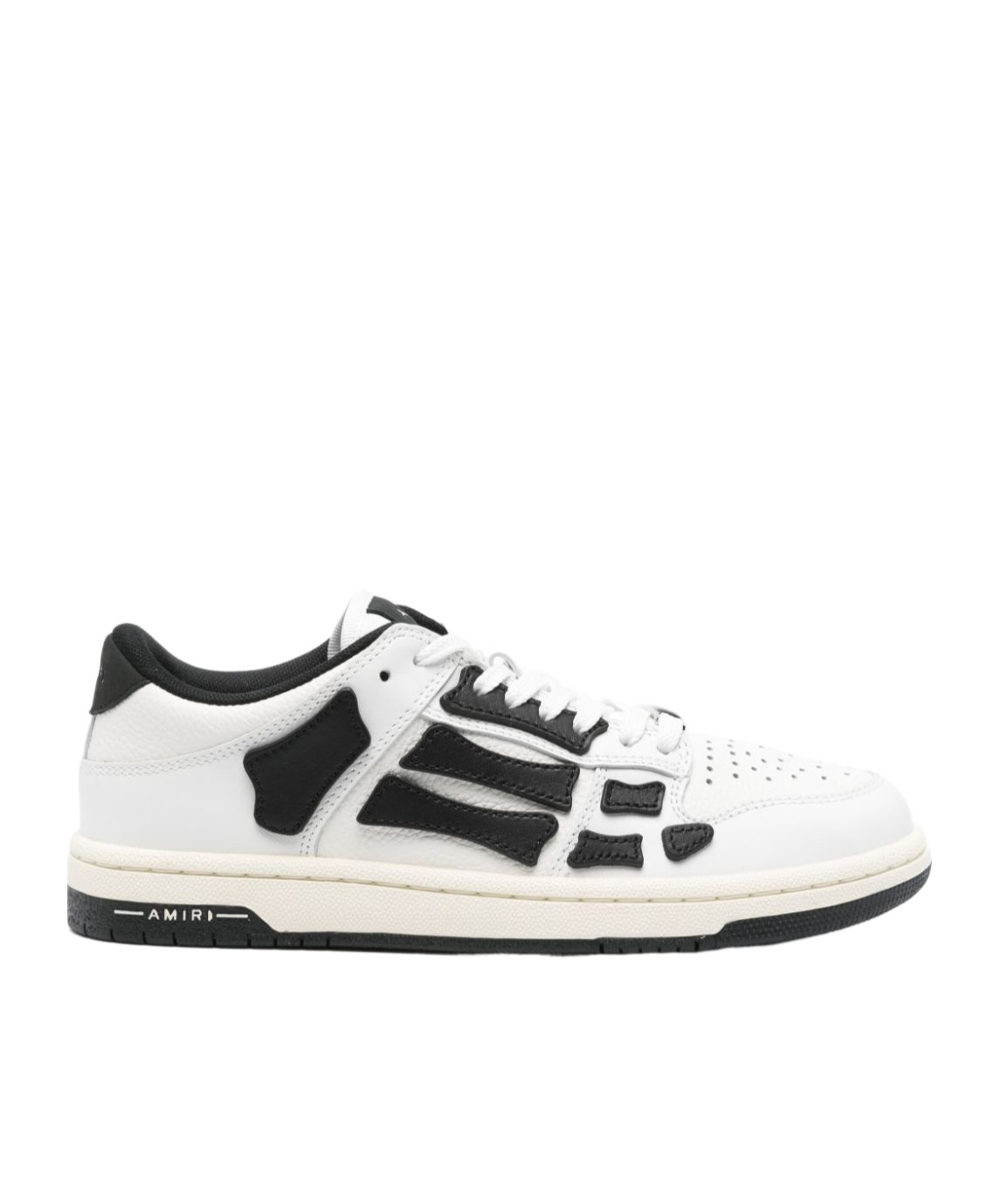 Amiri 'skel Top Low' White And Black Sneaker With Logo Patch On The Tongue And Contrasting Details On The