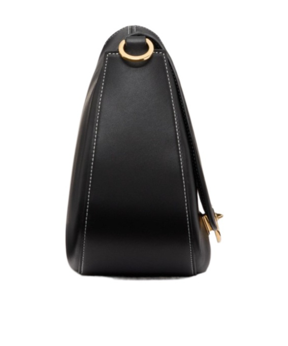 Valentino Medium Ohval Leather Shoulder Bag In Black