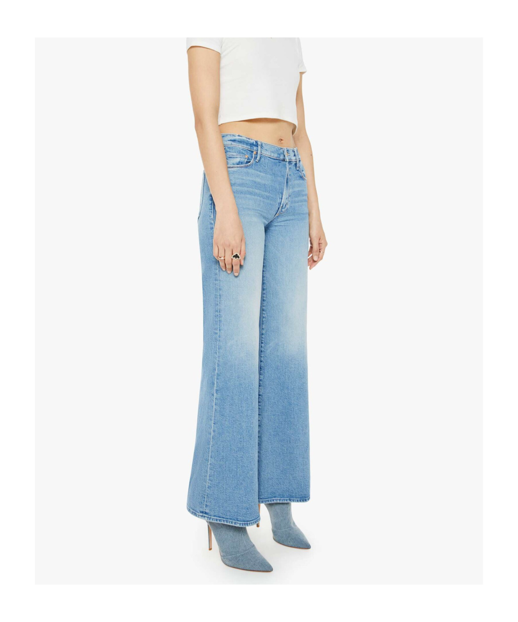 Mother Womens Horseback To Quarterback The Doozy Flared Straight-leg Mid-rise Stretch-denim Jeans In Blue