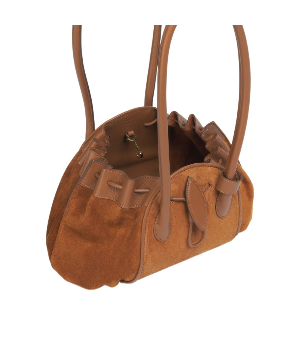 Marni Logo Stamped Tulipea Shoulder Bag In Brown
