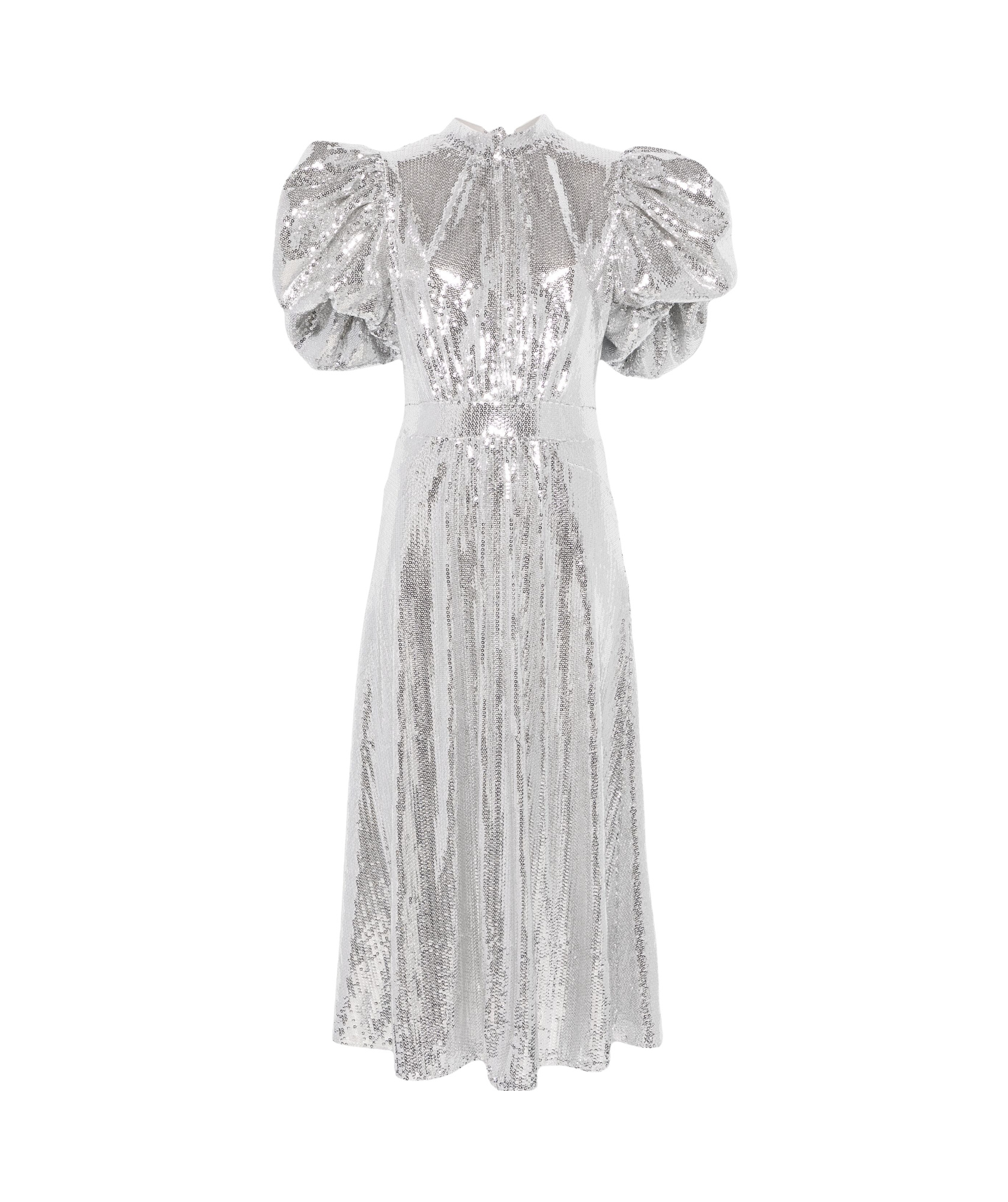 Rotate Birger Christensen Birger Christensen Noon Puffy-sleeved Midi Dress In White Polyester In White