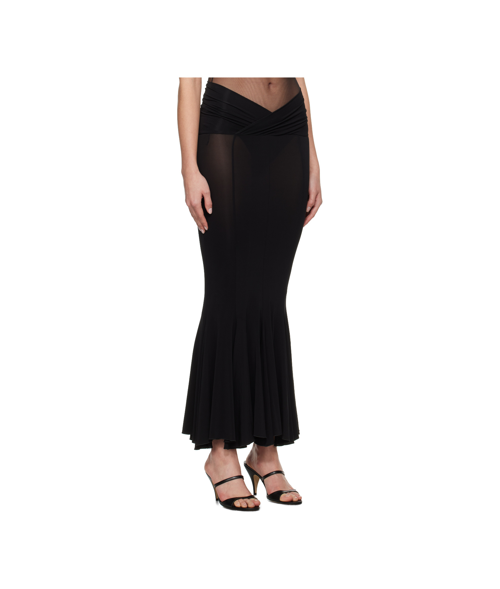 Nensi Dojaka Flared High-waisted Skirt Seam Detailing In Black