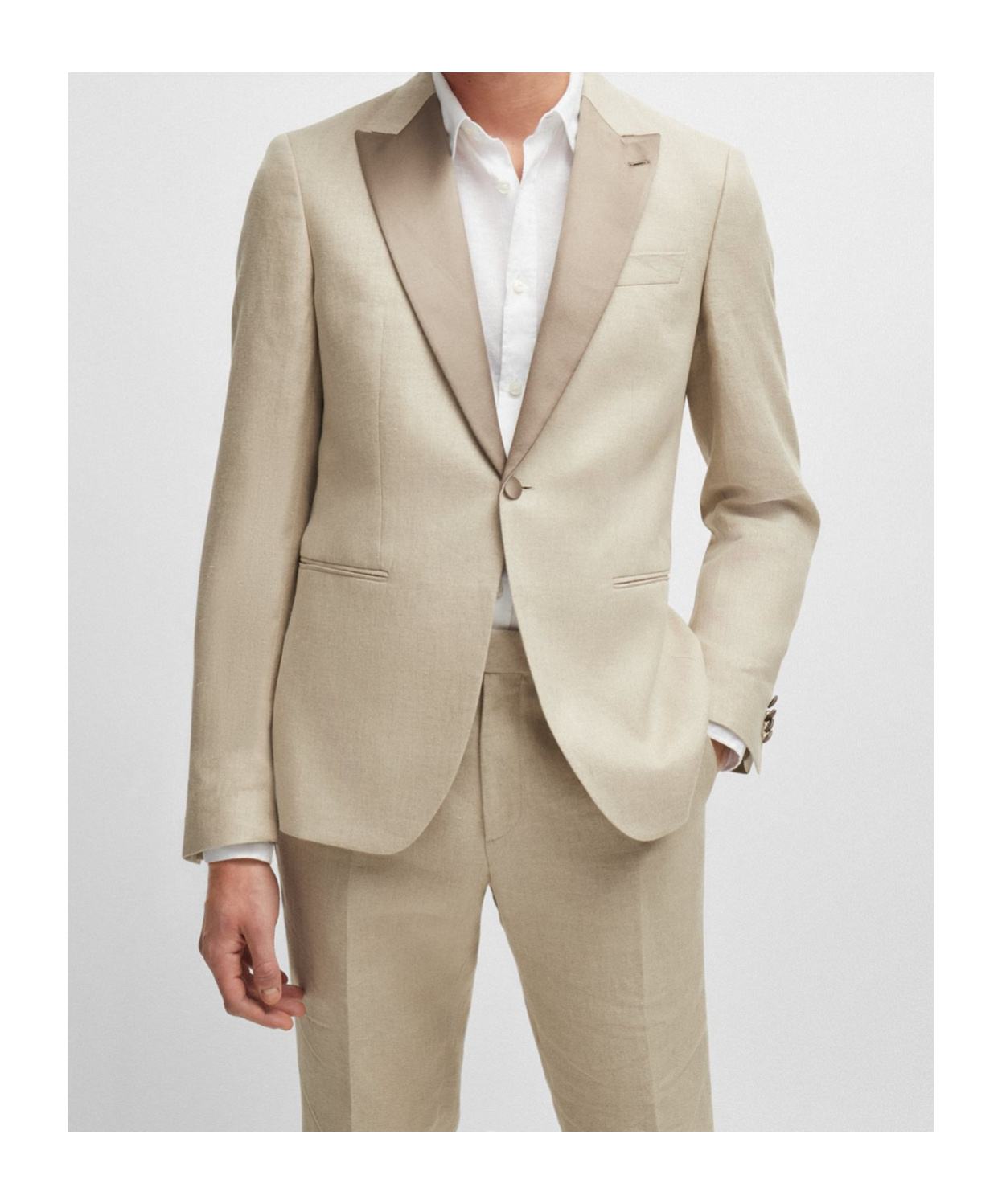 Hugo Boss Two-piece Linen Suit In Nude