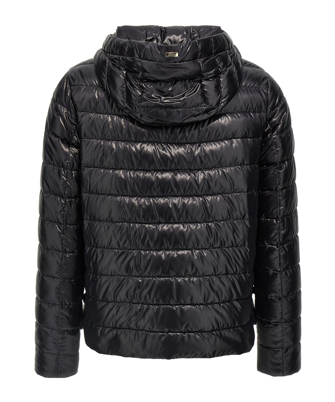 Herno Black Down Jacket With Drawstring Hood And Logo Detail On The Drawstring In Tech Fabric Woman In Black