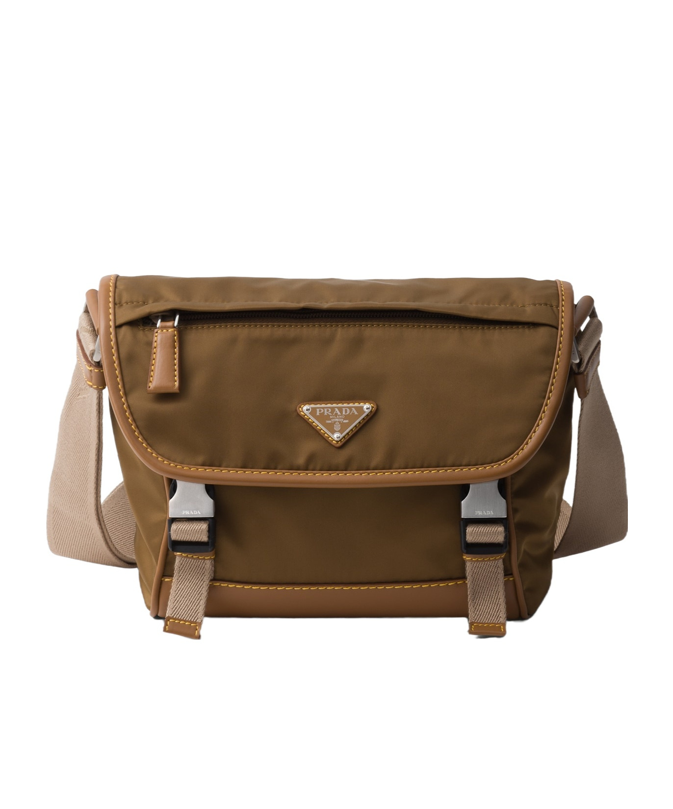 Prada Men's Re-nylon Messenger Bag In Brown