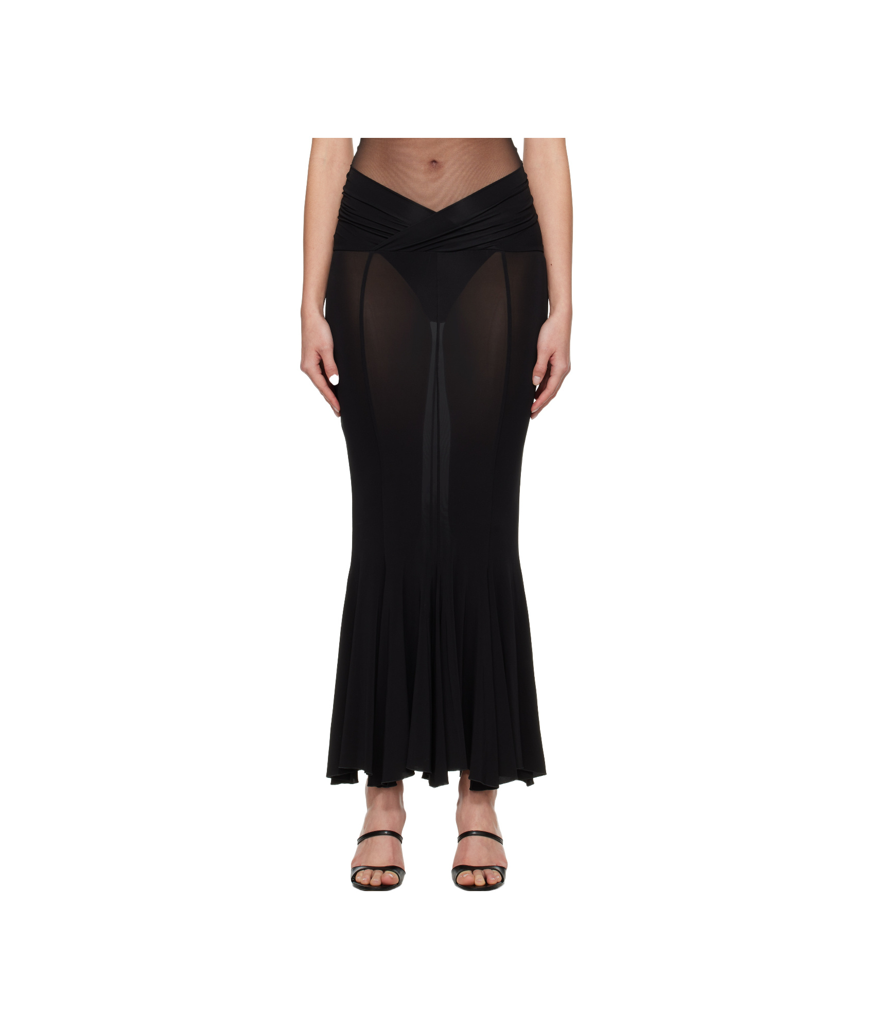 Nensi Dojaka Flared High-waisted Skirt Seam Detailing In Black
