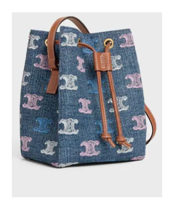 Celine Micro Sailor In Denim With Triomphe All Over In Blue
