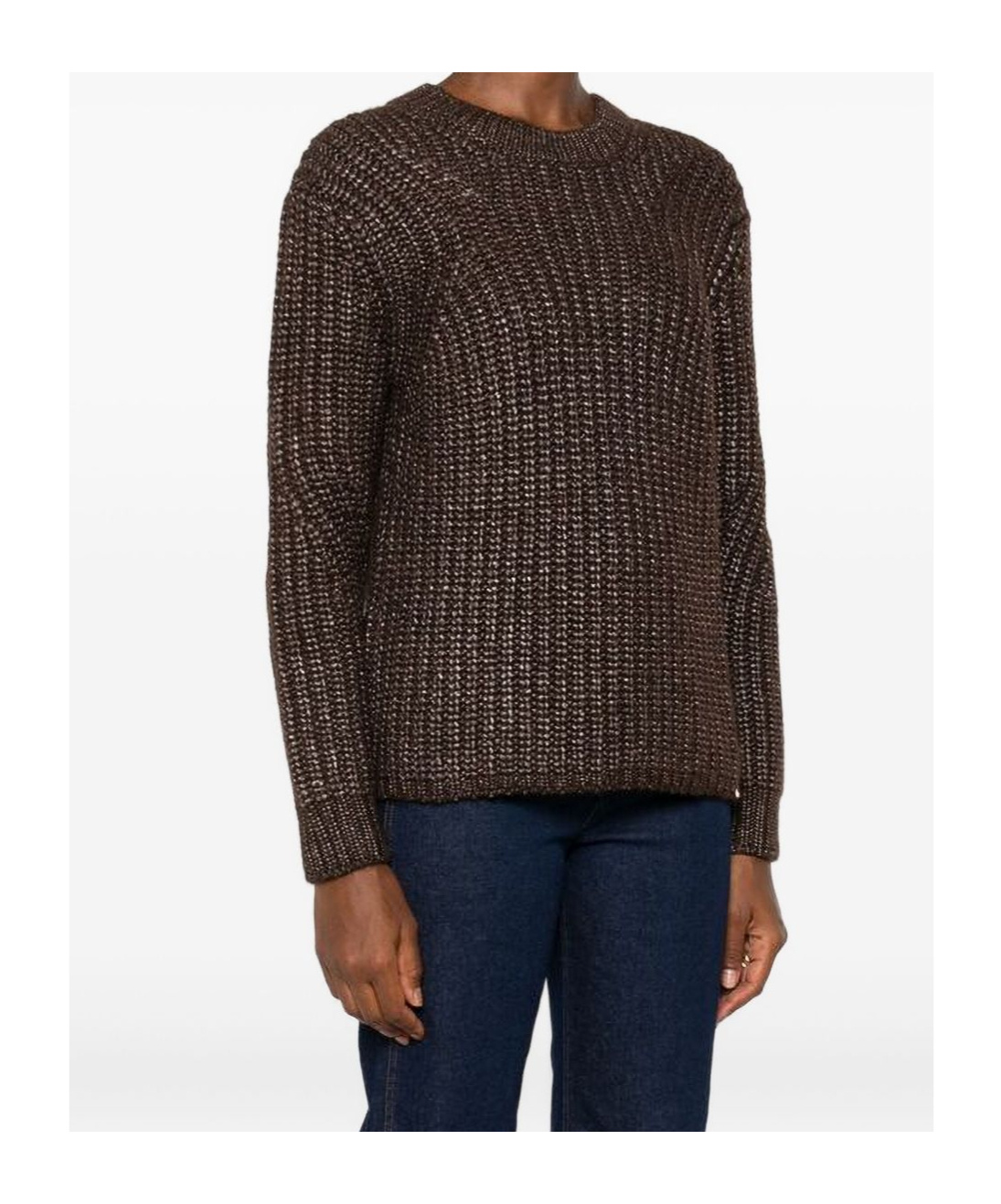 Herno Metallic Ribbed Knit Sweater In Brown