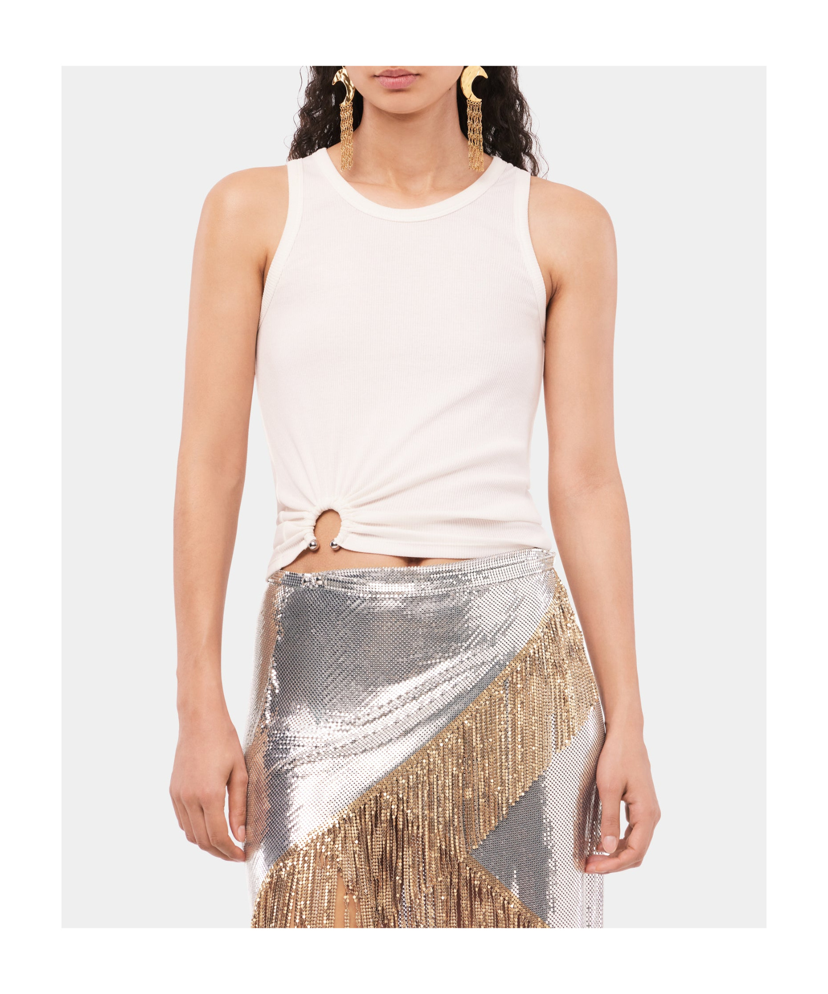 RABANNE ASYMMETRIC GATHERED-DETAIL TANK TOP