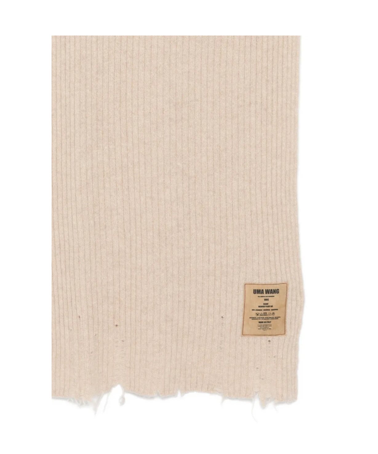 Uma Wang Ribbed Frayed-edge Scarf In Brown
