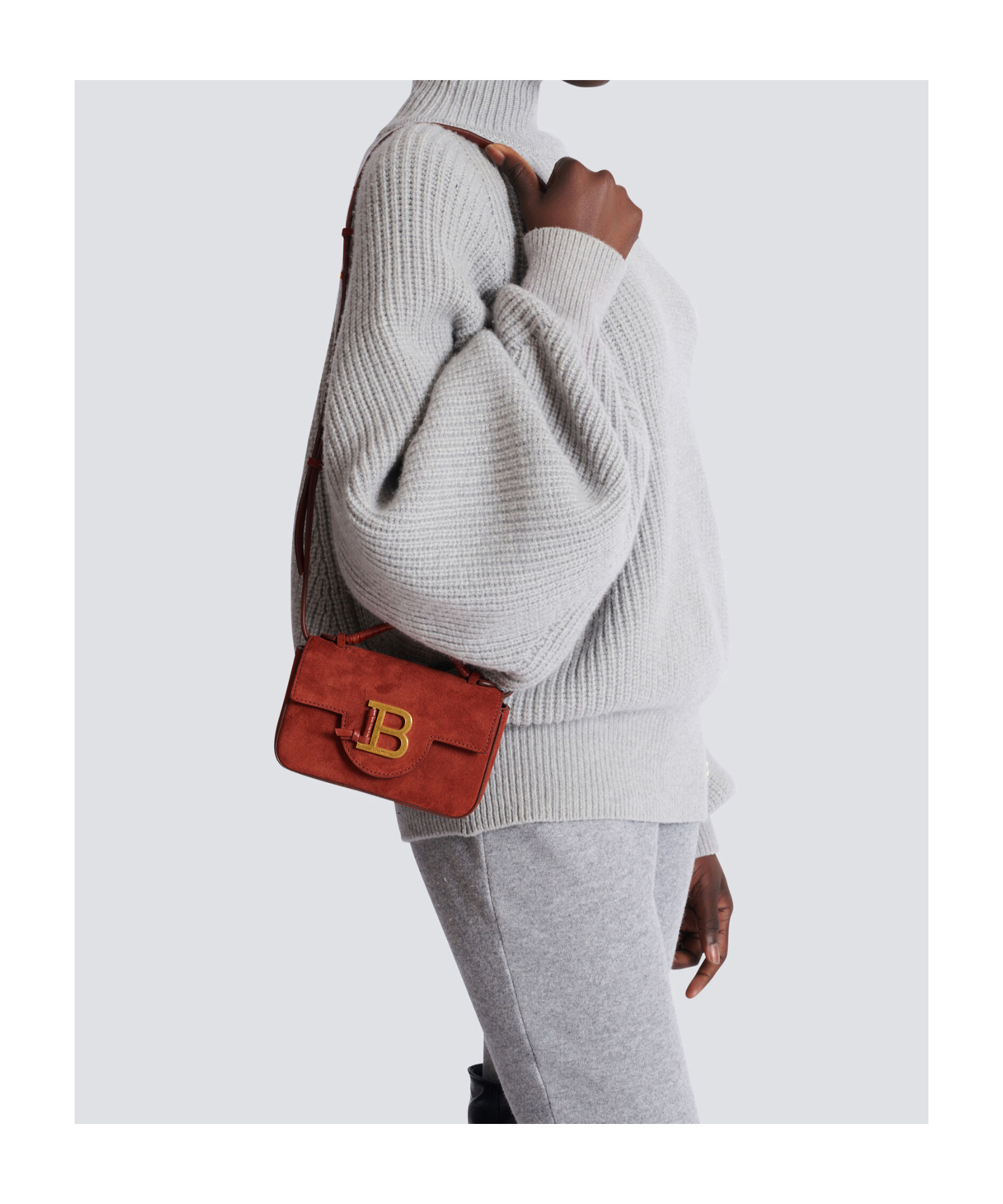 Balmain Suede B-buzz 17 Mini Bag In Red