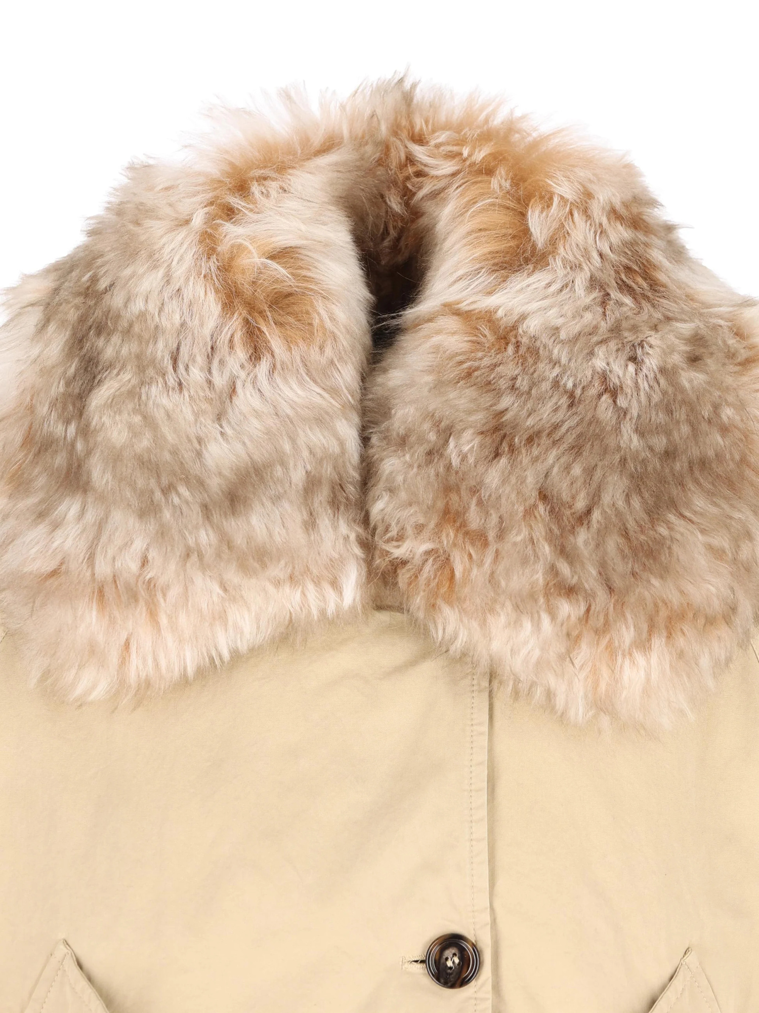 Prada Jacket With Faux Fur Collar And Long Sleeves In Yellow