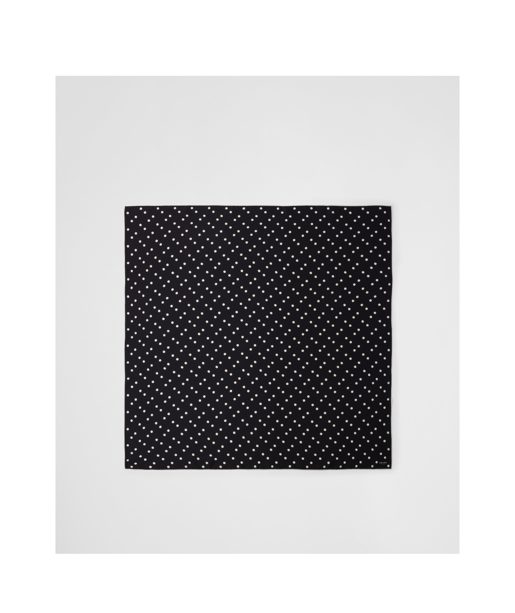 Prada Printed Silk Twill Scarf 90x90 In Black/white