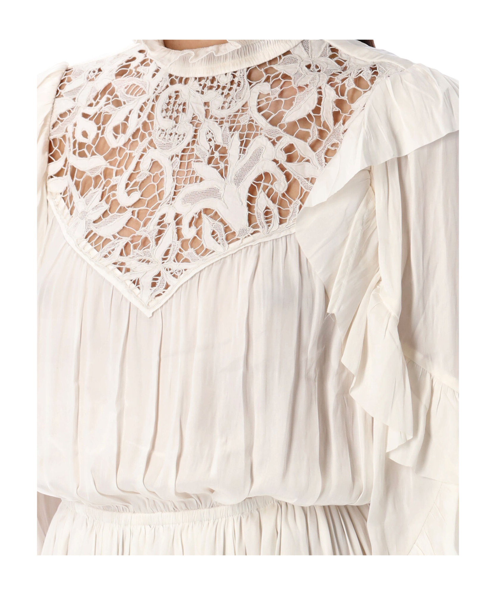 Isabel Marant Long Dress With Lace And Ruffles In White