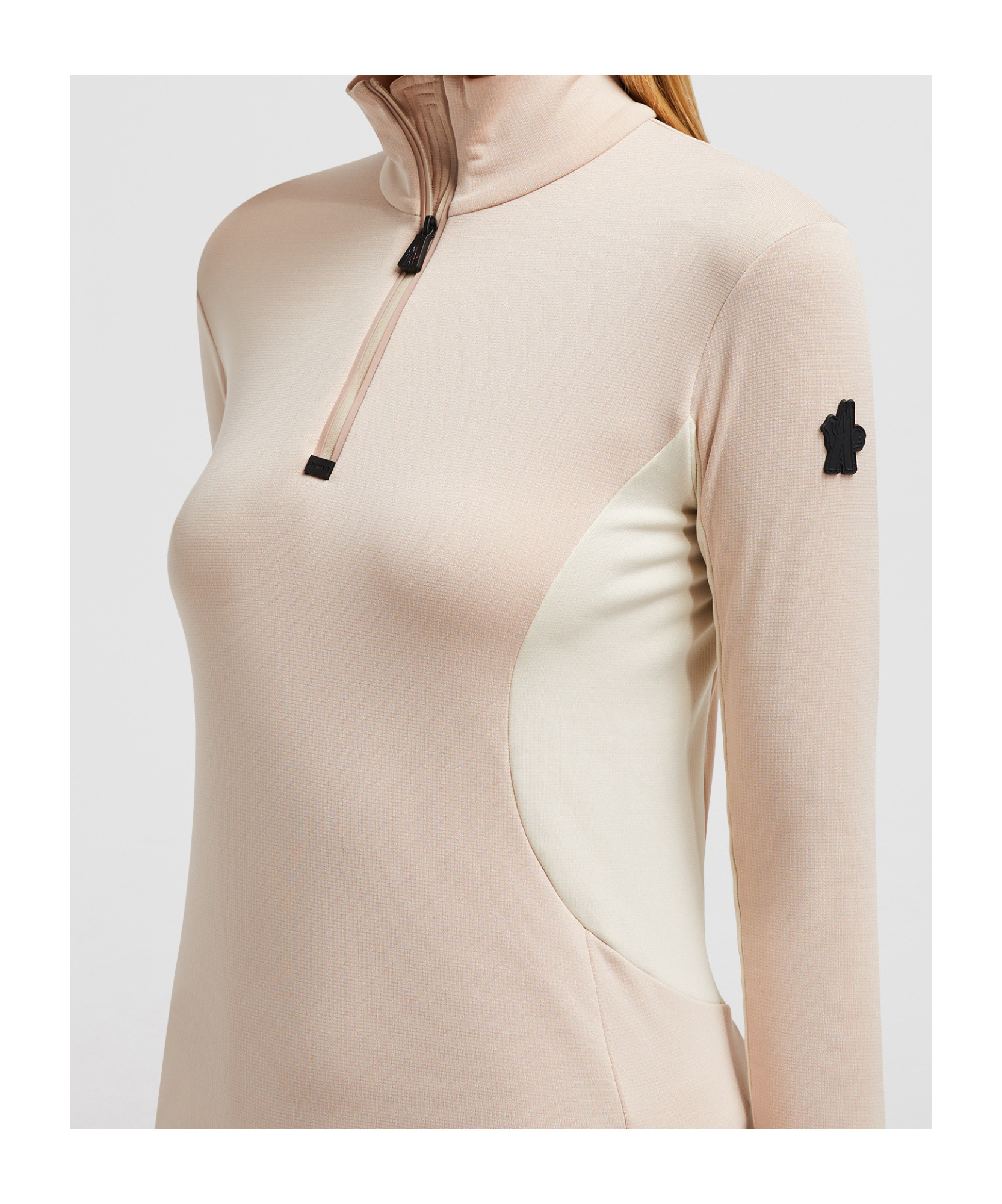 Moncler Grenoble Colorblock Long Sleeve Quarter Zip Ski Top In Pink