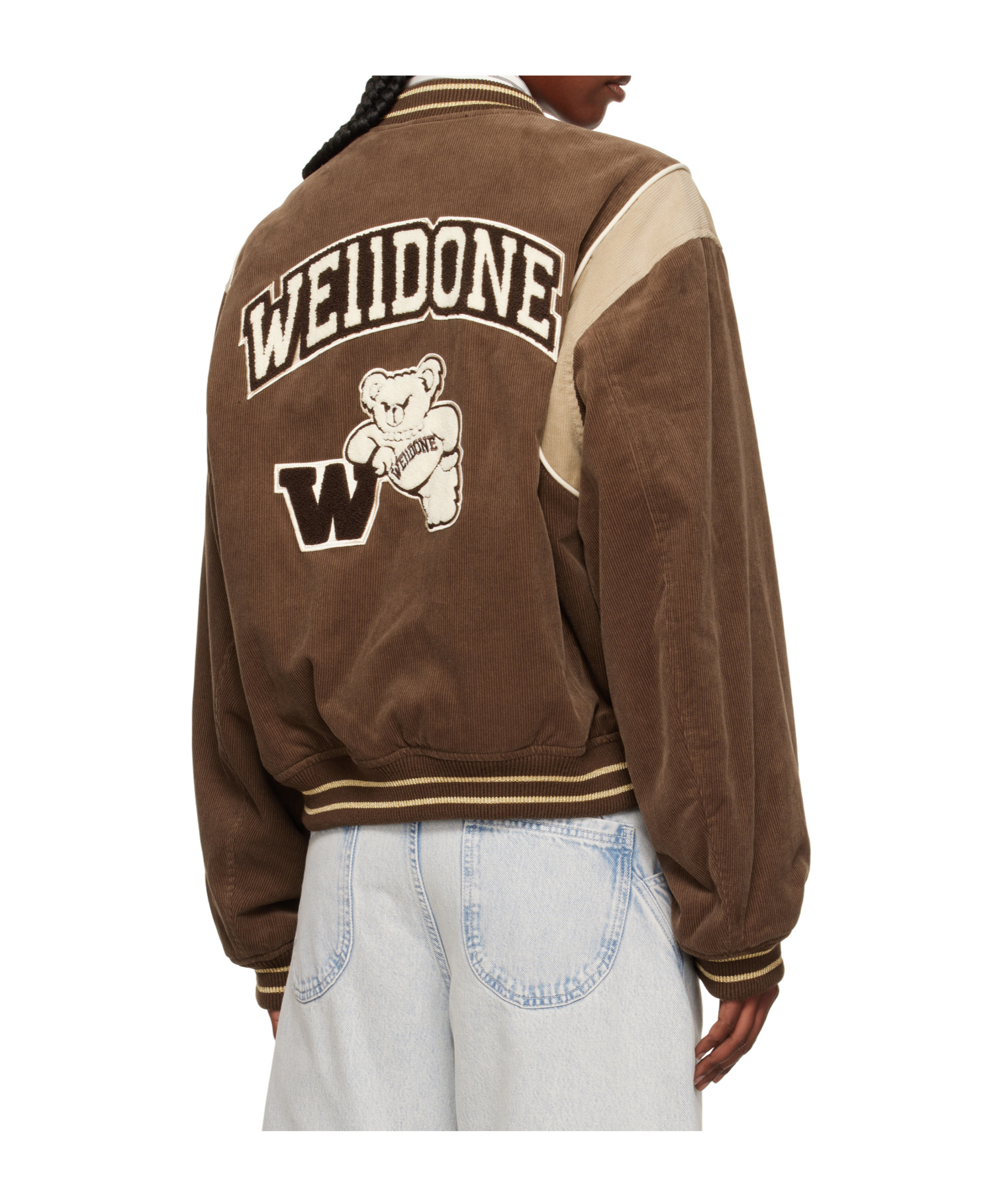 We11 Done Brown College Corduroy Varsity Jacket In Brown