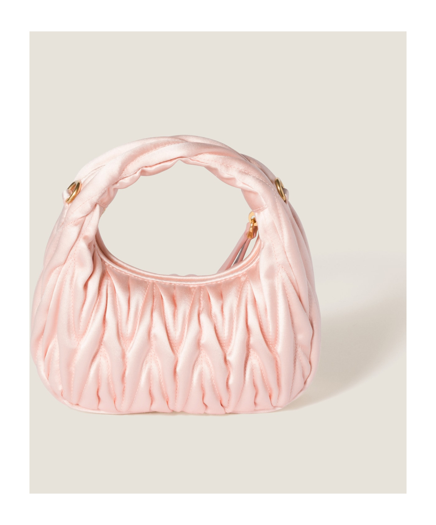 Miu Miu Wander Matelassé Satin Mini-bag In Pink