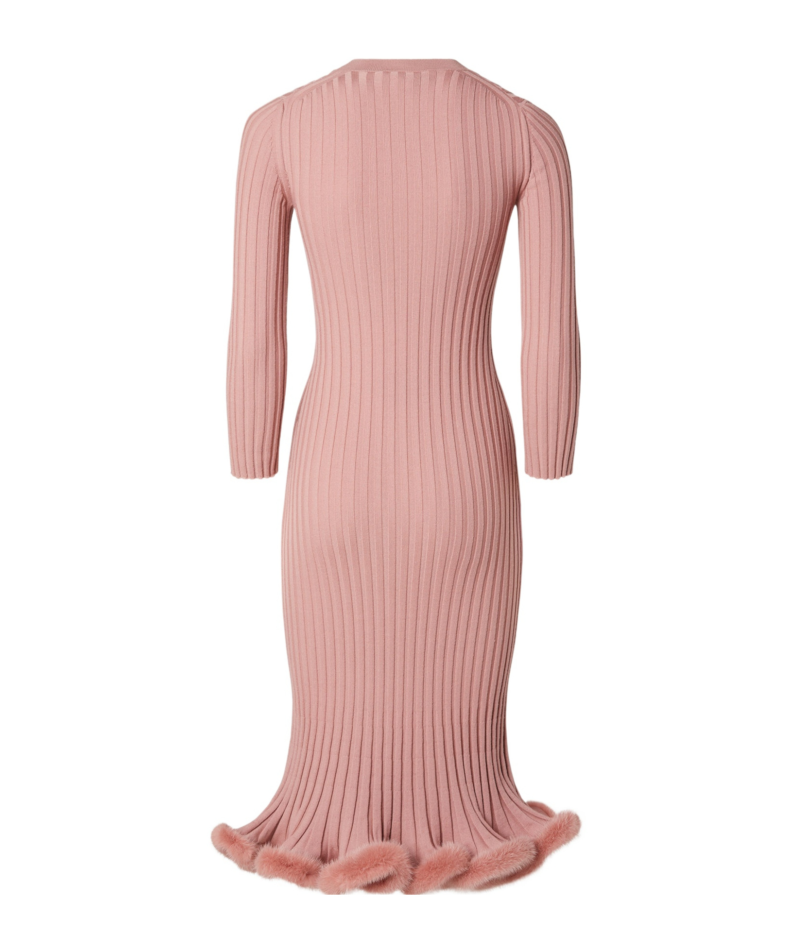 Fendi Stretch Wool Blend Dress With Ruffled Hem In Pink
