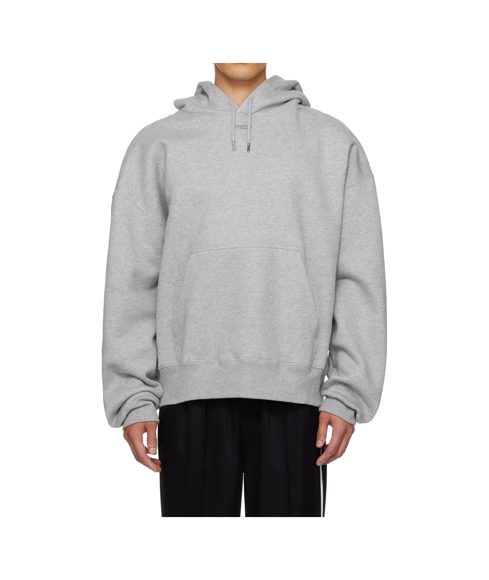 Mugler Logo Hooded Sweatshirt In Gray