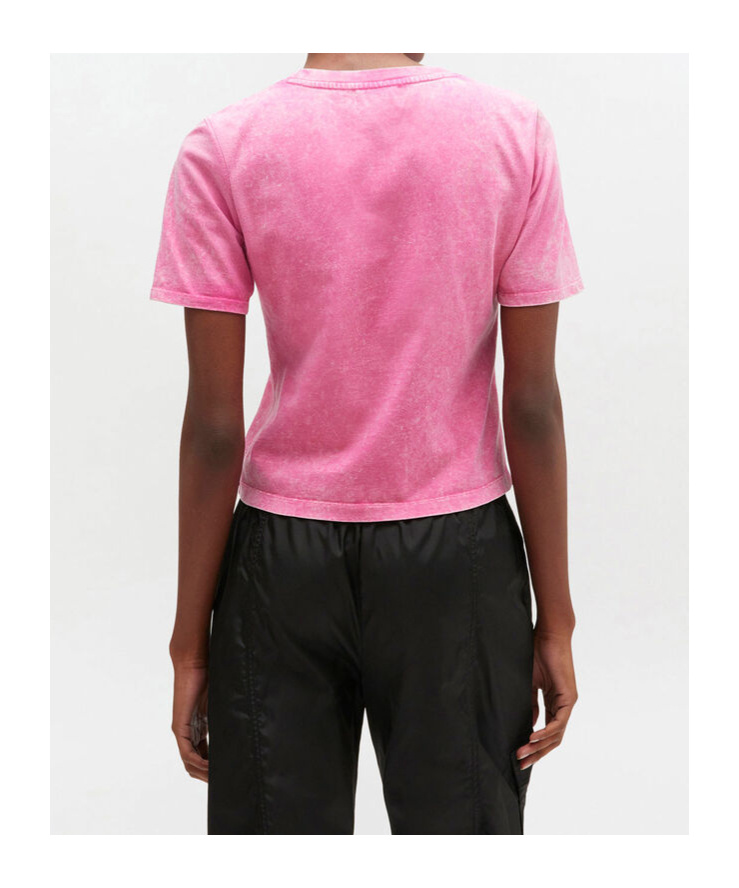 Ganni Heart-embroidered T-shirt In Pink
