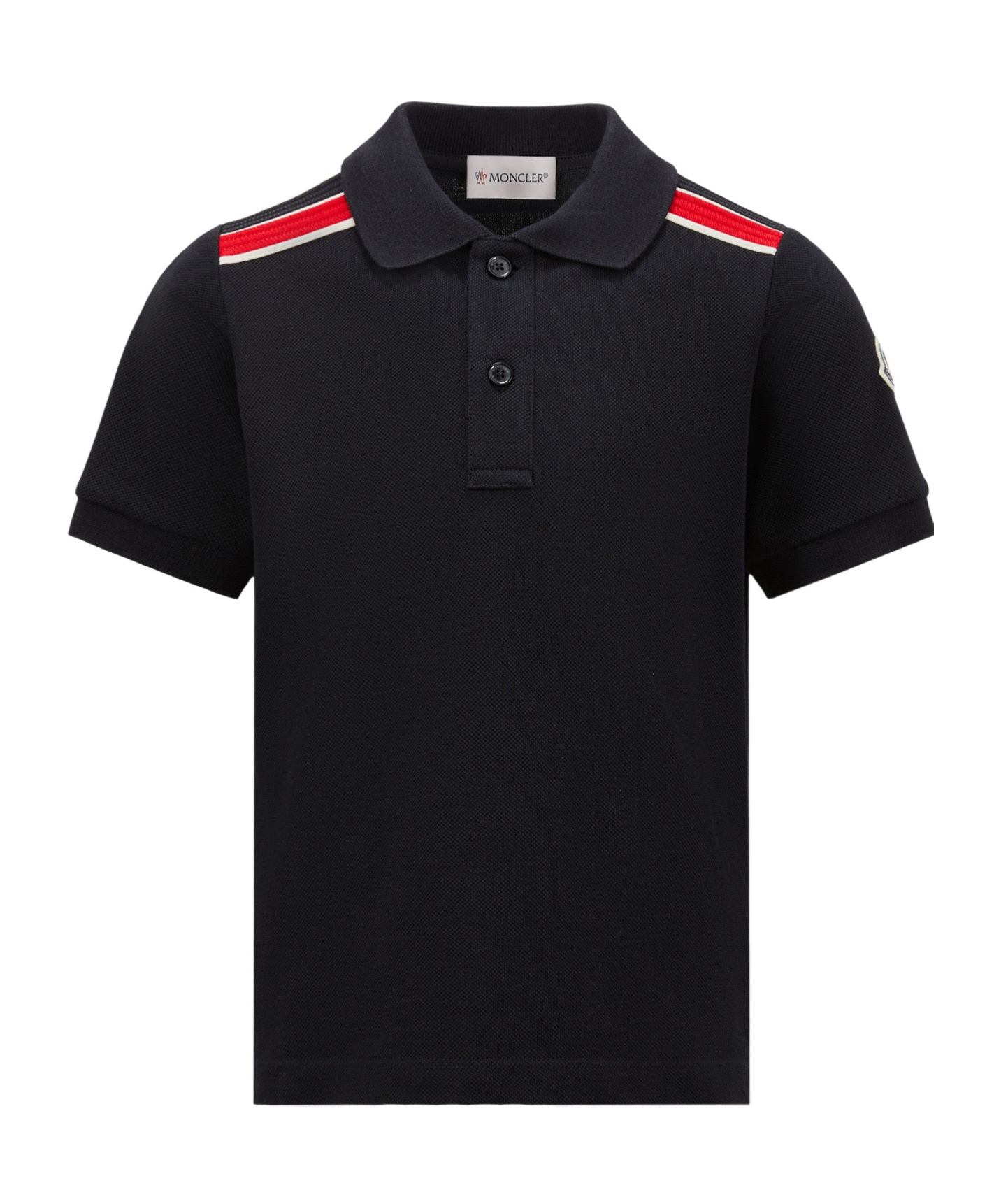 Moncler Tricolour-trimmed Cotton Piquet Polo Shirt In Blue